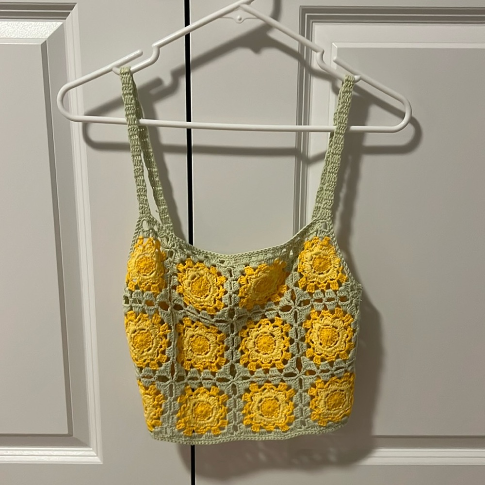 Crochet top green and yellow